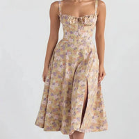 Damen Sommerkleid Lang Elegantes Bequemes Kleid Sommer in Weiße Rose