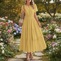 Sommerkleid Damen Maxi Casual Langes Kleid Sommer in Gelb