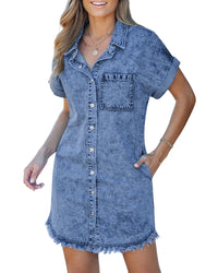 Kaelia | Jeanshemdkleid in Jeansblau
