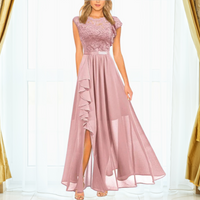 Joanne | Rüschen Maxi Festliches Kleid in Marineblau