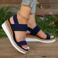 Damen Sandalen Riemen Keilabsatz Sommerschuhe in Blau