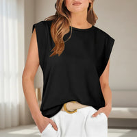 Damen Kurzarm Top Locker Sommer Freizeit Oberteil in Schwarz