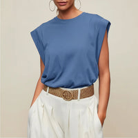 Damen Kurzarm Top Locker Sommer Freizeit Oberteil in Blau