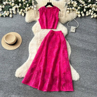 Alessa™ Set aus Floralbesticktem Tüll mit Zarter Eleganz in Rosenrot