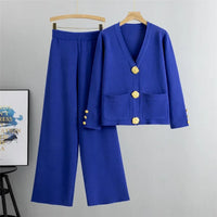Altesse™ Set Mit Goldenen Knöpfen und Weiter Pantalonhose in Blau