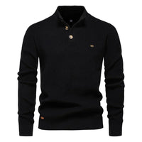 Konrad | Stilvoller Herrenpullover mit Knopfdesign in Schwarz