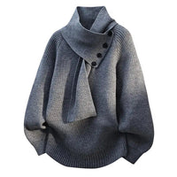 Aurelia Scarf-Neck Knit in Grau