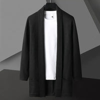Hendrik | Herren Offene Wasserfall Front Strickjacke in Schwarz