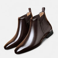 Faustino™ | Elegante Herren-Stiefeletten aus hochwertigem Kunstleder in Dunkelbraun