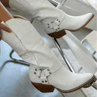 Emma | Gepolstert Runde Spitze Cowboy-Stiefel in Weiß