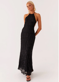 Juliana | Neckholder Transparent Maxikleid in Schwarz