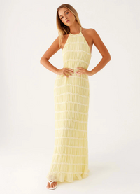 Juliana | Neckholder Transparent Maxikleid in Gelb