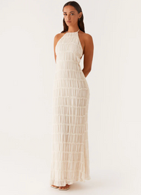 Juliana | Neckholder Transparent Maxikleid in Weiß