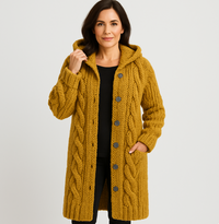 Greta | Stilvoller Strickmantel Damen zeitlos in Gelb