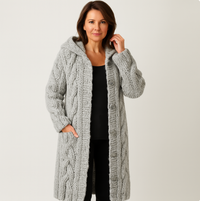 Greta | Stilvoller Strickmantel Damen zeitlos in Grau