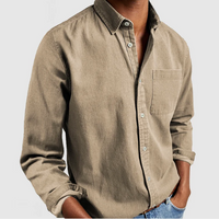 Herren Langarm Bluse in Beige