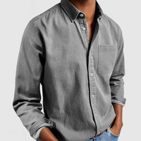 Herren Langarm Bluse in Grau