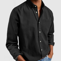 Herren Langarm Bluse in Schwarz