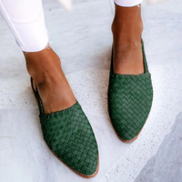Schwarze Ballerinas Damen mit Geflochtenem Design und Arch Support für Bequemlichkeit im Frühling in Grün
