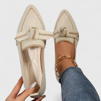 Petra | Damen Ballerinas Spitze Zehenpartie Flach – Spitze Ballerinas Elegant 2026 in Beige
