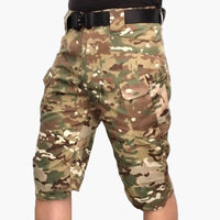 Outdoor-Shorts für Herren mit Multifunktionstaschen und Gürtel in CP-Tarnung