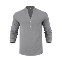 Orvian™ Hemd aus Premium-Leinen mit Minimalistischem Henley-Kragen in Grau