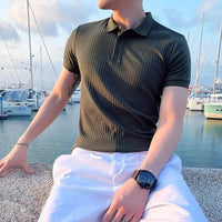 Alexander | Spitzer Kragen Slim-Fit Poloshirt in Armygrün