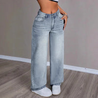 Damen Hellblau Hohe Taille Baggy Jeans in Hellblau