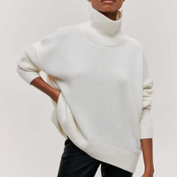 Margot - Gestrickter Rollkragenpullover in Weiß
