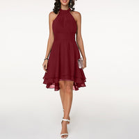 Nicoletta | Damen Sommer Neckholder Midikleid in Rot