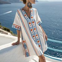 Elin | Elegantes Strandkleid für Sommerpartys und Strandtage in Hellblau Orange