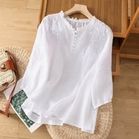 Aurora | Damen Blumenmuster Bluse Rüschenbesatz – Rüschen Blumenbluse Sommer 2026 in Weiß