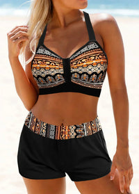 Marlene | Hochtailliertes Ripp-Bikini in Schwarz/khaki