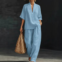 Nemora™-Set aus Baumwoll-Leinen mit Minimalistischem Design in Blau