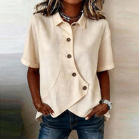 Celisse™ Bluse Mit Asymmetrischem Schnitt Und Knopfleiste in Aprikose