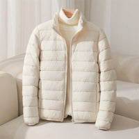 Elara Quilted Puffer in Beige