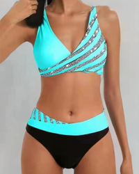 Camilla | Bedruckter Bikini in Warmen Tönen in Blaugrün