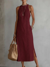 Ella | Modisches Midi Kleid Damen Chic in Rot