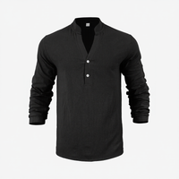 Stephan™ Hemd Aus Baumwoll-Leinen Mit Minimalistischem Design in Schwarz