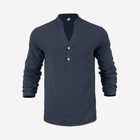 Stephan™ Hemd Aus Baumwoll-Leinen Mit Minimalistischem Design in Dunkelblau