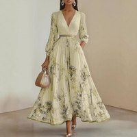 Mia | Damen Maxikleid elegant plissiert und chic in Gelb