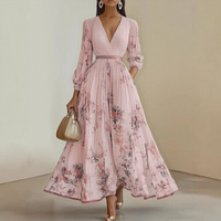 Mia | Damen Maxikleid elegant plissiert und chic in Rosa