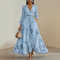Mia | Damen Maxikleid elegant plissiert und chic in Blau