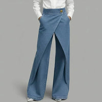 Anya™ Jeans mit Wickeleffekt und asymmetrischer Frontüberlappung in Blau