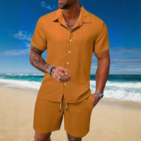 Gael™ Eisseide-Set mit Kurzarmhemd und verstellbaren Shorts in Orange