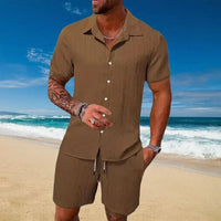 Gael™ Eisseide-Set mit Kurzarmhemd und verstellbaren Shorts in Braun