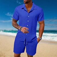 Gael™ Eisseide-Set mit Kurzarmhemd und verstellbaren Shorts in Blau