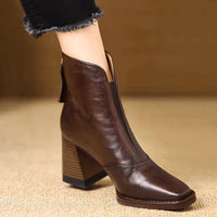 Theresa™ - Luxus Stiefeletten mit Mittlerem Absatz aus Leder in Braun