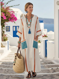 Noemi™ - Maxikleid mit V-Ausschnitt und Taschen in Orange