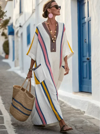 Noemi™ - Maxikleid mit V-Ausschnitt und Taschen in Pink